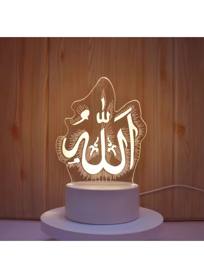 3D Ramadan Decor LED Acrylic Night Light – Islamic Calligraphy Board with Soft Warm Glow, USB Powered Night Lamp for Ramadan, Prayer Room & Muslim Home Decor - Image 2